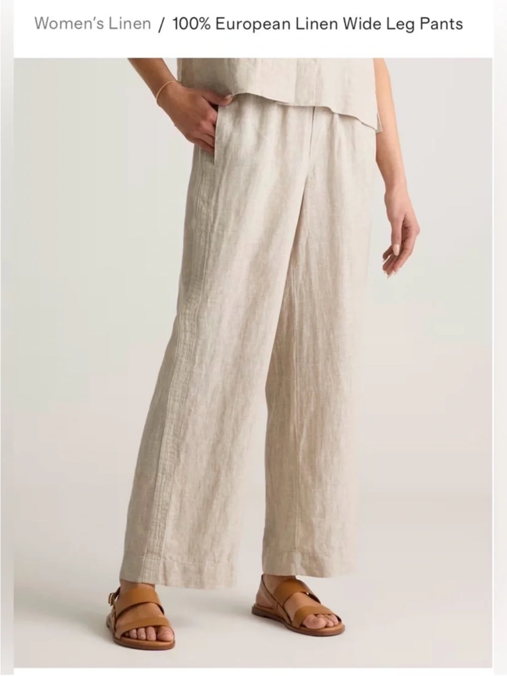 Quince 100% European Linen Wide Leg Pants in Driftwood Size Medium